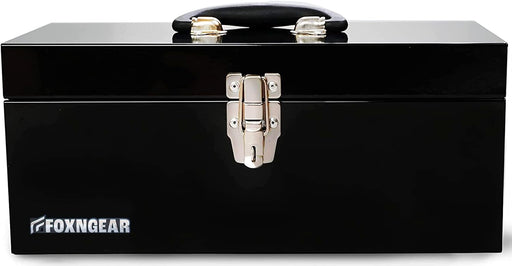 FOXNGEAR Foxngear Heavy-duty 16" Portable Metal Toolbox with Hand Carry- Black