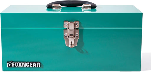 FOXNGEAR Foxngear Heavy-duty 16" Portable Metal Toolbox with Hand Carry-Teal
