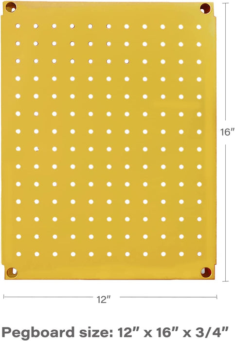 FOXNGEAR Foxngear Metal Pegboard Heavy Duty Wall Organizer for Home Garage Tool Storage-4pcs Yellow