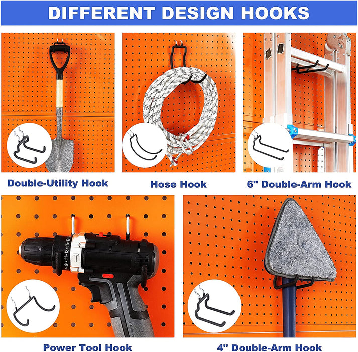 FOXNGEAR 1/4inch Heavy Duty Pegboard Hooks Accessories Organizer for Garage Kitchen Workbench 10 pcs