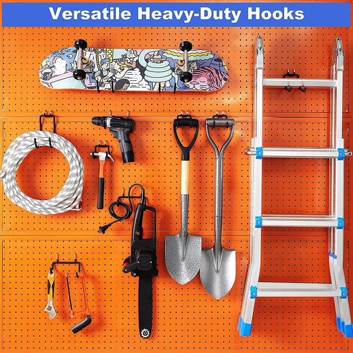 FOXNGEAR 1/4inch Heavy Duty Pegboard Hooks Accessories Organizer for Garage Kitchen Workbench 10 pcs