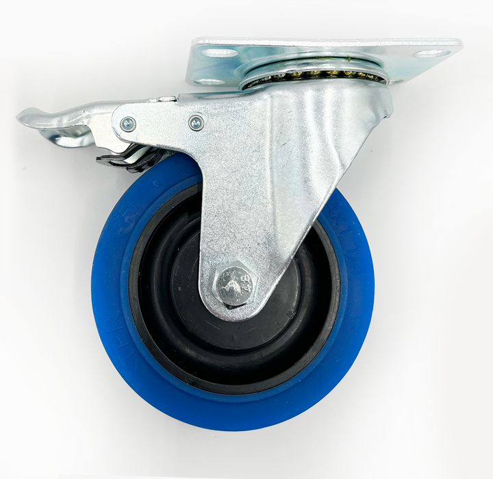 FOXNGEAR 4" TPR Swivel Caster Blue; 198lb Swivel W Total Lock Break