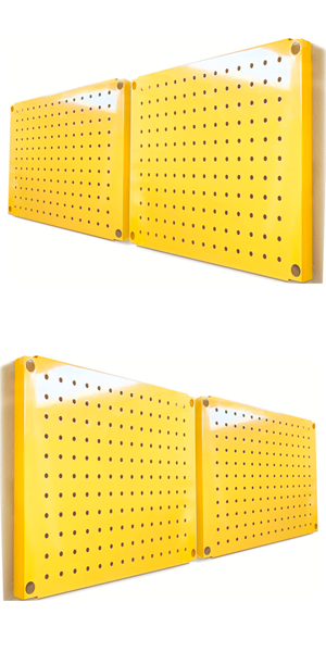FOXNGEAR Foxngear Metal Pegboard Heavy Duty Wall Organizer for Home Garage Tool Storage-4pcs Yellow 12X16in.
