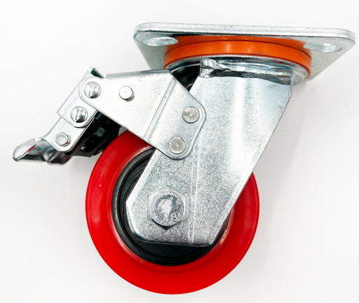 FOXNGEAR 600lb Industrial heavy-duty swivel caster w/break; Polyurethane